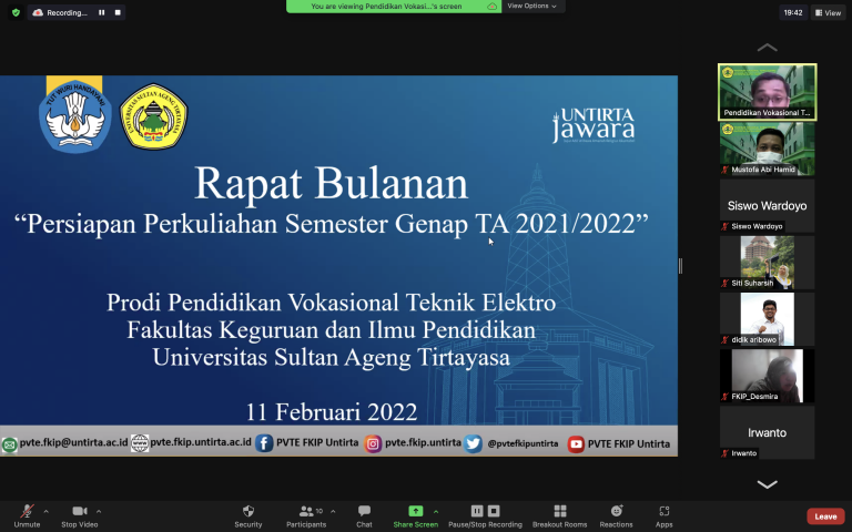 Rapat Persiapan Perkuliahan Semester Genap T.A. 2021/2022 PVTE