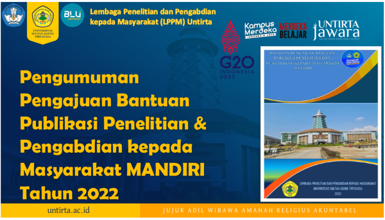 Pengumuman Bantuan Publikasi Ilmiah Penelitian dan Pengabdian kepada Masyarakat Tahun 2022 (Pendanaan Mandiri)