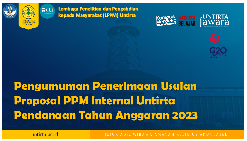 Pengumuman Penerimaan Usulan Proposal PPM Internal Untirta Pendanaan Tahun Anggaran 2023